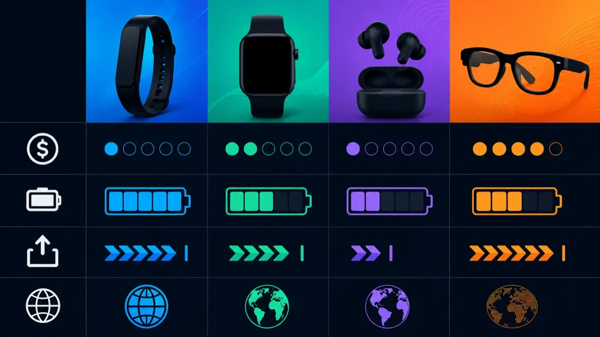 Сравнение подписок, батареи и экспорта данных у wearable-гаджетов.